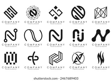 set of Abstract letter N logo design. modern creative logotype monogram icon design inspiration.
