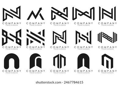 set of Abstract letter N logo design. modern creative logotype monogram icon design inspiration.