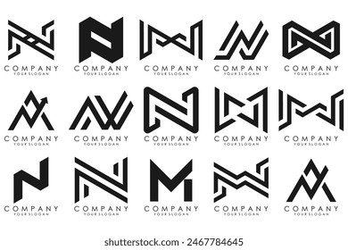 Conjunto de letra Abstractas N diseño del logotipo. Diseño creativo moderno del monograma del logotipo de la inspiración del diseño del icono.