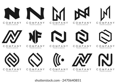 set of Abstract letter N logo design. modern creative logotype monogram icon design inspiration.