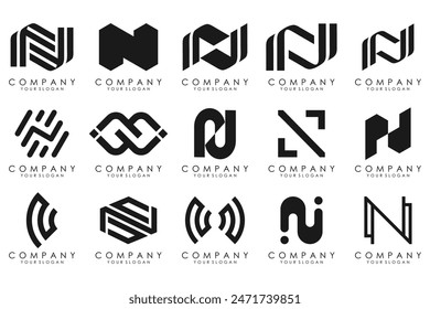 Conjunto de letra Abstractas N diseño del logotipo. Diseño creativo moderno del monograma del logotipo de la inspiración del diseño del icono.
