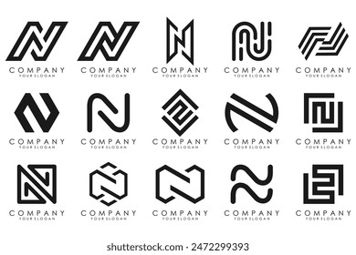 set of Abstract letter N logo design. modern creative logotype monogram icon design inspiration.