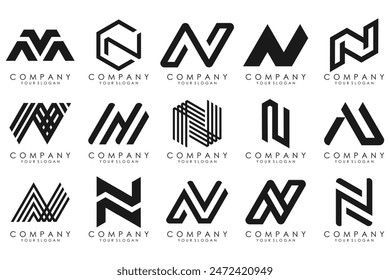 set of Abstract letter N logo design. modern creative logotype monogram icon design inspiration.