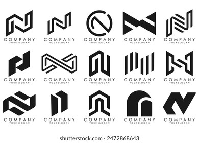 set of Abstract letter N logo design. modern creative logotype monogram icon design inspiration.