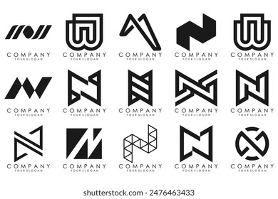 set of Abstract letter N logo design. modern creative logotype monogram icon design inspiration.