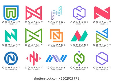 set of Abstract letter N logo design. modern creative logotype monogram icon design inspiration.