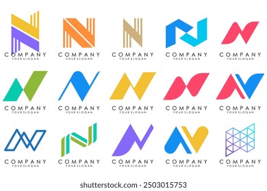 set of Abstract letter N logo design. modern creative logotype monogram icon design inspiration.