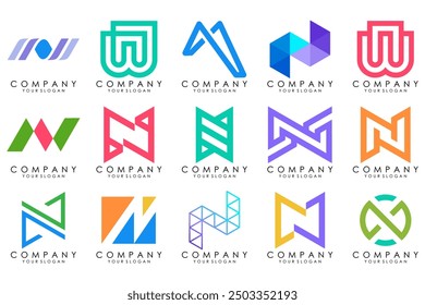 set of Abstract letter N logo design. modern creative logotype monogram icon design inspiration.