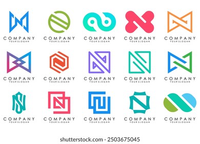 conjunto de diseño Abstractas del logotipo de la letra N. inspiración de diseño de icono de monograma de logotipo creativo moderno.