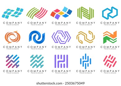 set of Abstract letter N logo design. modern creative logotype monogram icon design inspiration.