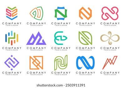 set of Abstract letter N logo design. modern creative logotype monogram icon design inspiration.