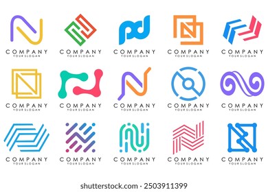 set of Abstract letter N logo design. modern creative logotype monogram icon design inspiration.