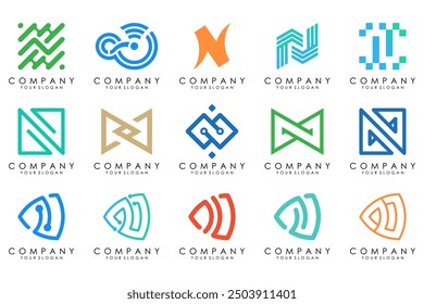 set of Abstract letter N logo design. modern creative logotype monogram icon design inspiration.