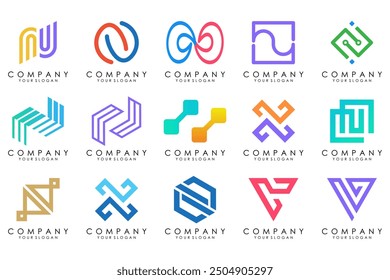 conjunto de diseño Abstractas del logotipo de la letra N. inspiración de diseño de icono de monograma de logotipo creativo moderno.