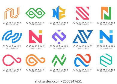 Satz von Abstrakten Buchstaben N Logo-Design. moderne kreative Logoart Monogramm Symbol Design Inspiration.
