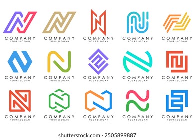 set of Abstract letter N logo design. modern creative logotype monogram icon design inspiration.