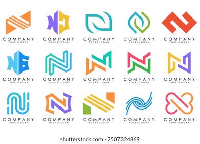 set of Abstract letter N logo design. modern creative logotype monogram icon design inspiration.
