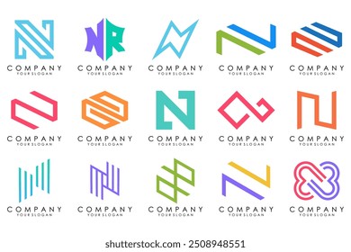 set of Abstract letter N logo design. modern creative logotype monogram icon design inspiration.