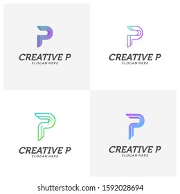 
Set of Abstract letter P logo icon for corporate identity design isolated, Creative P logo design template vector