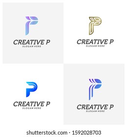 
Set of Abstract letter P logo icon for corporate identity design isolated, Creative P logo design template vector