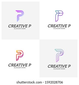 
Set of Abstract letter P logo icon for corporate identity design isolated, Creative P logo design template vector