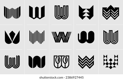 Set of abstract letter W logo icon design