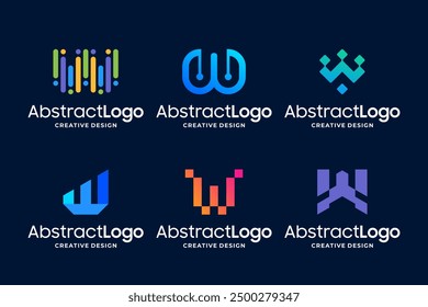 Set of abstract letter w logo design