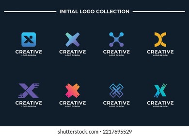Conjunto de vector de diseño de logotipo de letras abstractas X. Colección de cartas X para empresas, marcas, empresas.