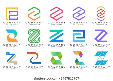 Set of abstract letter z logo design. icons for business of luxury elegant, simple with colorfulness
