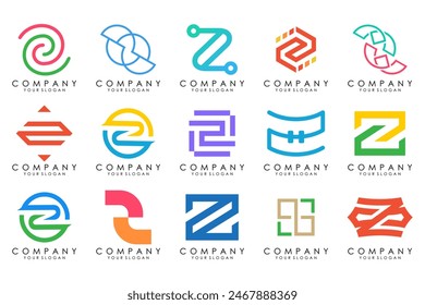 Set of abstract letter z logo design. icons for business of luxury elegant, simple with colorfulness
