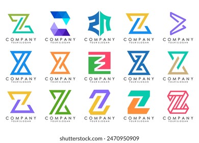 Conjunto de letras abstractas con diseño de logotipo. iconos para negocios de lujo elegante, simple con colorido