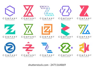 Set of abstract letter z logo design. icons for business of luxury elegant, simple with colorfulness