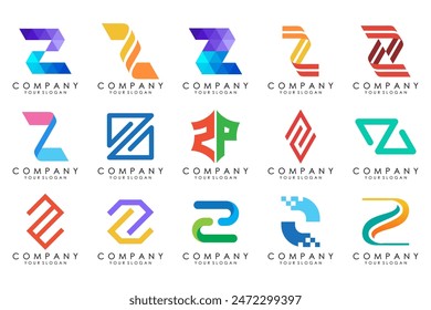 Conjunto de letras abstractas con diseño de logotipo. iconos para negocios de lujo elegante, simple con colorido