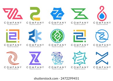 Conjunto de letras abstractas con diseño de logotipo. iconos para negocios de lujo elegante, simple con colorido