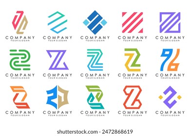 Set of abstract letter z logo design. icons for business of luxury elegant, simple with colorfulness