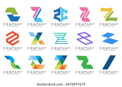 Set of abstract letter z logo design. icons for business of luxury elegant, simple with colorfulness