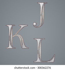 Set with abstract letters.