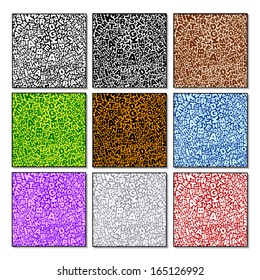 Set of abstract letters seamless patterns.