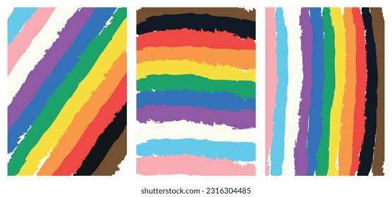 Set abstract lgbt multicoloured background with marble liquid effect