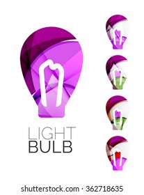 Conjunto de iconos abstractos de bombilla, conceptos de idea de logotipo comercial, diseño geométrico moderno y limpio