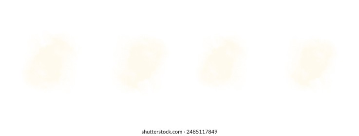 Conjunto de agua de acuarela de color gris claro abstracto salpicado sobre un fondo blanco. Textura de acuarela de Vector en color ensalada. Mancha de pincel de tinta. Mancha de manchas naranjas. Salpicadura pastel de acuarela