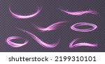 Set of abstract light lines of movement and speed. light purple ellipse. Bright galaxy. Glowing podium. Space tunnel. Light everyday glowing effect. semicircular wave, light vortex wake. bright spiral