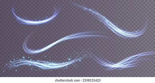 Set of abstract light lines of movement and speed. light blue ellipse. Brilliant galaxy. Glowing podium. Space tunnel. Light everyday glowing effect. semicircular wave, light vortex wake. Bright spira