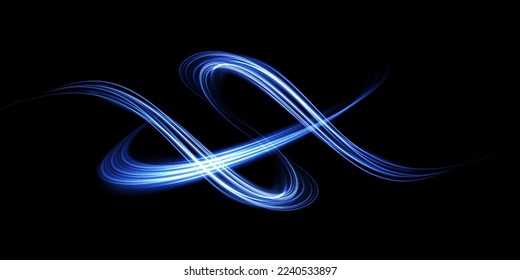 Set of abstract light lines of movement and speed. light blue ellipse. Brilliant galaxy. Glowing podium. Space tunnel. Light everyday glowing effect. semicircular wave, light vortex wake. Bright spira