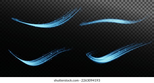 Set of abstract light lines of movement and speed. light blue ellipse. Brilliant galaxy. Glowing podium. Space tunnel. Light everyday glowing effect. semicircular wave, light vortex wake. Bright spira