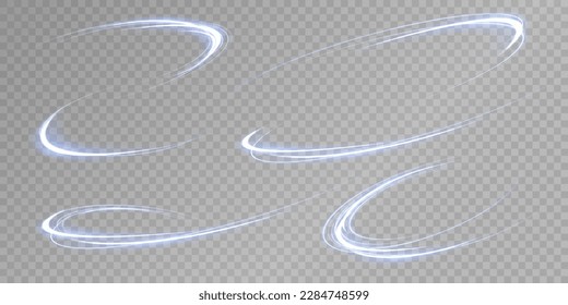 Conjunto de líneas de luz abstractas de movimiento y velocidad. elipse azul claro. Galaxia brillante. Podio brillante. Túnel espacial. Efecto luminoso diario. onda semicircular, velo vórtice claro. Bright spira