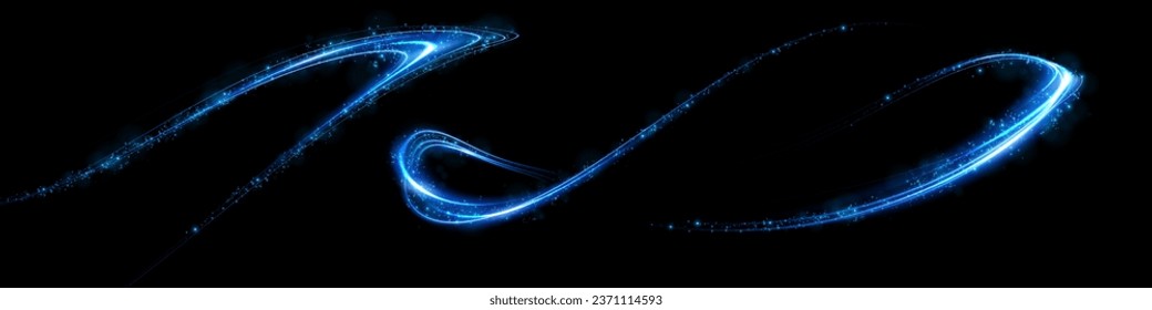 Set of abstract light lines of movement and speed. light blue ellipse. Brilliant galaxy. Glowing podium. Space tunnel. Light everyday glowing effect. semicircular wave, light vortex wake. Bright spira