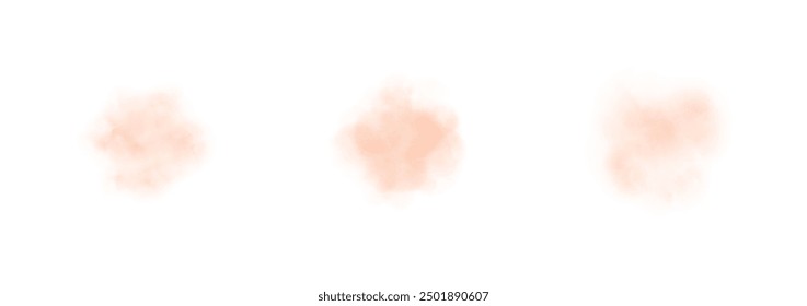 Set of abstract light orange watercolor water splash on a white background. Vector watercolour texture in salad color. Ink paint brush stain. Light orange splatters spot. Watercolor pastel splash