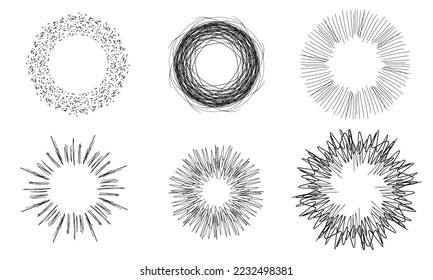 Conjunto de luces abstractas y círculos de derechos. Ilustración vectorial. 