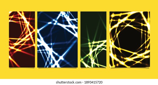 Set of Abstract lights pattern technology banner background. Business design template. Vector banner.